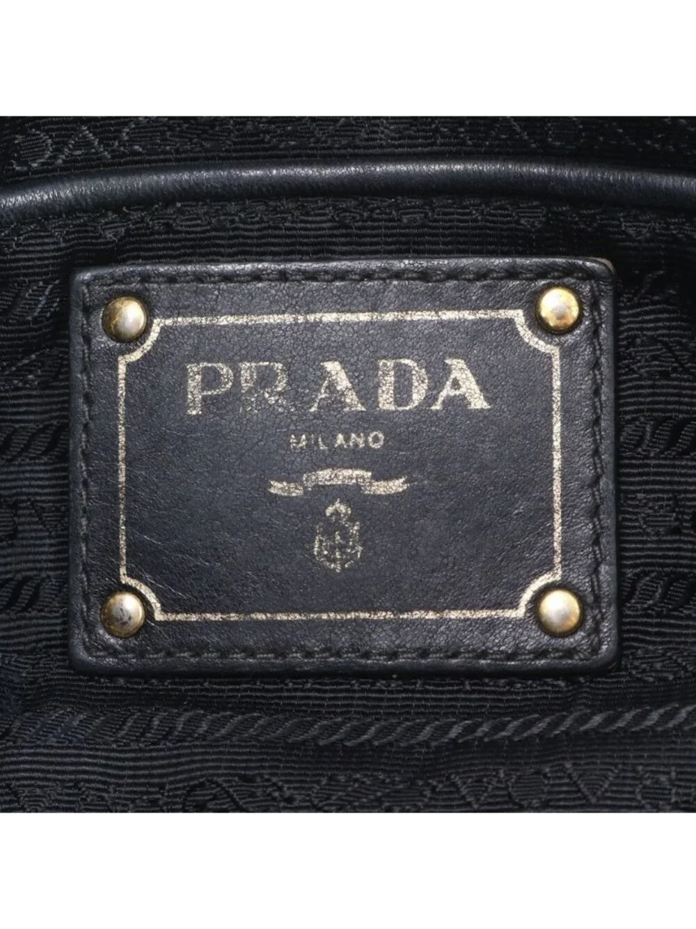 Prada Tessuto Nylon Gathered Leather Tote Shoulder Hand Black